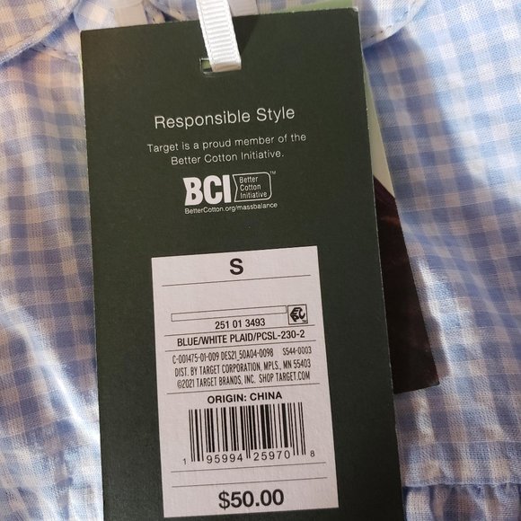 Sandy Liang x Target Blue & White Gingham Check Cropped Sleeve Babydoll Dress - Picture 9 of 10